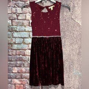 Speechless Red Burgundy Velvet Girls Party Holiday Special Occasion Dress Size 8